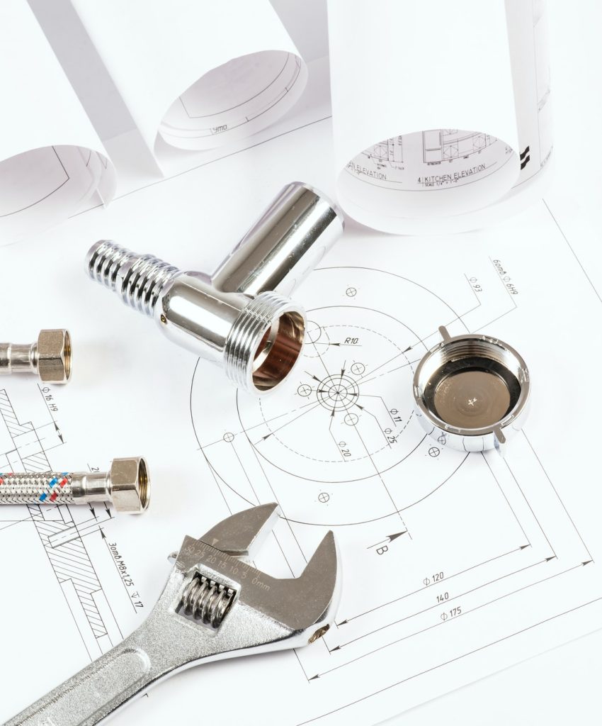 plumbing and drawings, construction still life