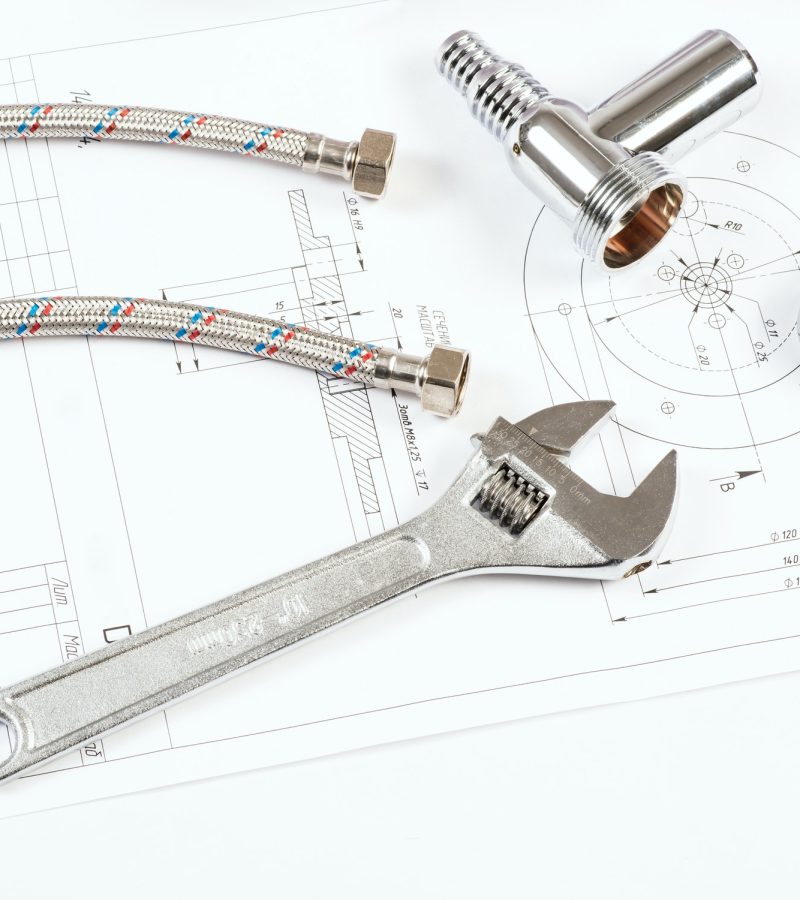 plumbing and drawings, construction still life