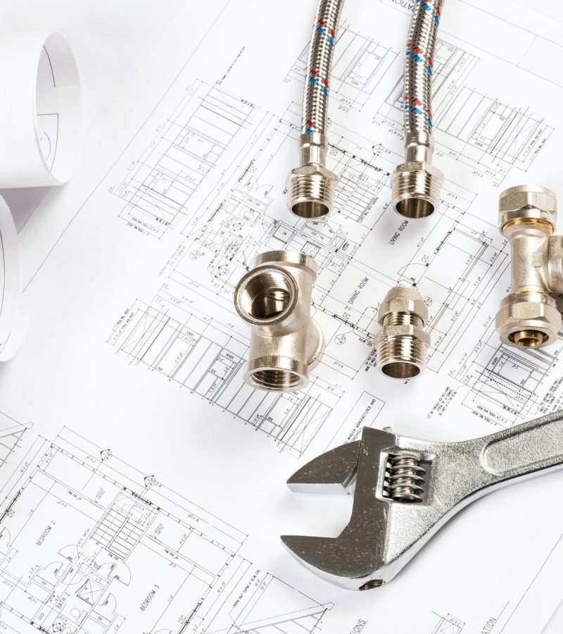 plumbing and drawings, construction still life